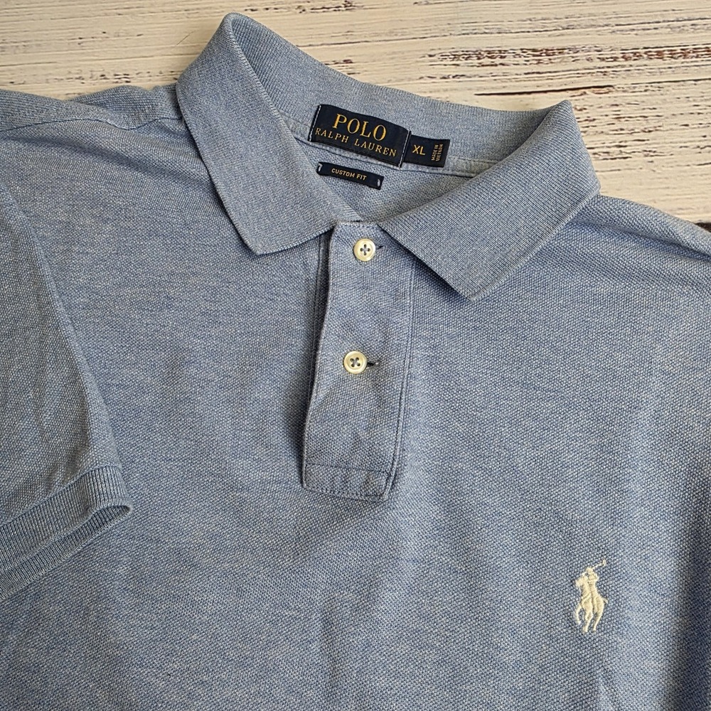 Polo Ralph Lauren Mens XL Custom Fit Short Sleeve Polo Shirt Light Blue Pony